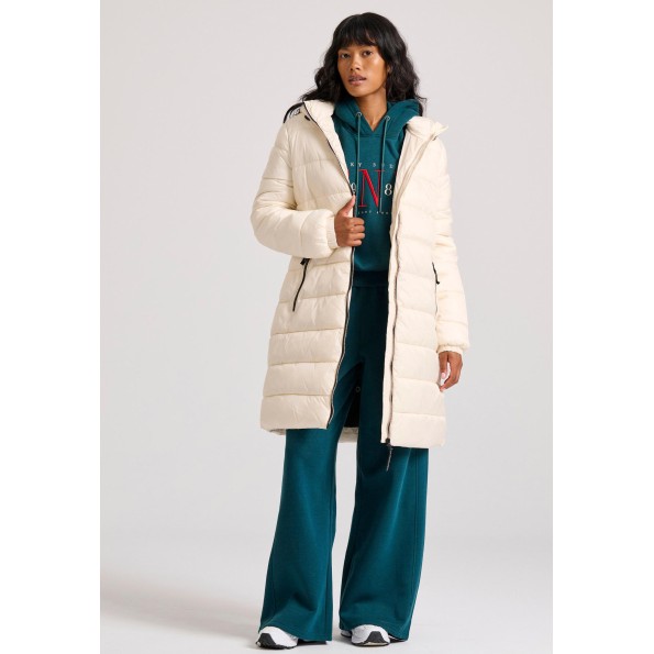 Γυναικείο μακρύ puffer μπουφάν FUNKY BUDDHA FBL010-104-01 εκρού Γυναικεία