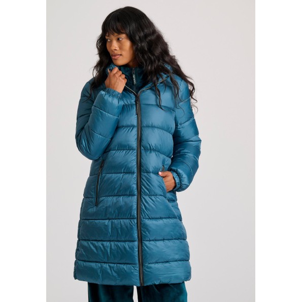 Γυναικείο μακρύ puffer μπουφάν FUNKY BUDDHA FBL010-104-01 μπλε Γυναικείο μακρύ puffer μπουφάν FUNKY BUDDHA FBL010-104-01 μπλε