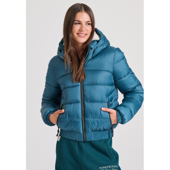 Γυναικείο puffer μπουφάν FUNKY BUDDHA FBL010-103-01 μπλε Γυναικείο puffer μπουφάν FUNKY BUDDHA FBL010-103-01 μπλε