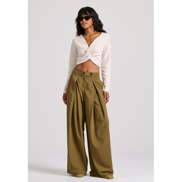 Γυναικεία πλεκτή μπλούζα FUNKY BUDDHA FBL010-116-09 εκρού Γυναικεία