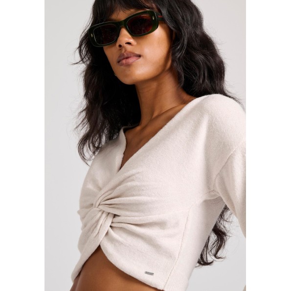 Γυναικεία πλεκτή μπλούζα FUNKY BUDDHA FBL010-116-09 εκρού Γυναικεία