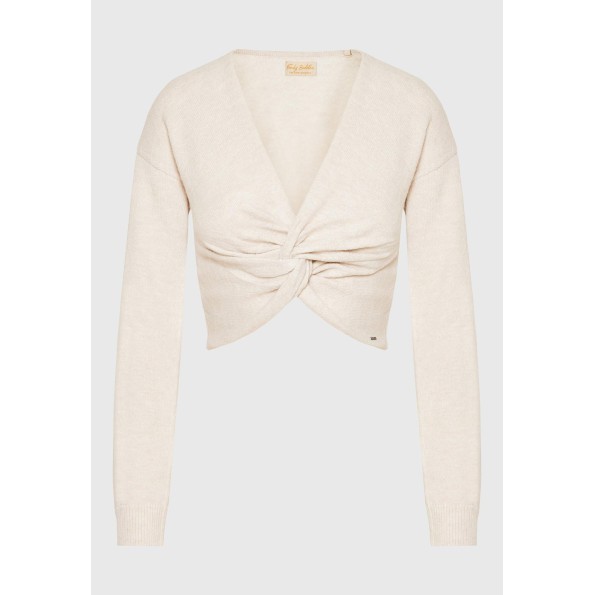 Γυναικεία πλεκτή μπλούζα FUNKY BUDDHA FBL010-116-09 εκρού Γυναικεία