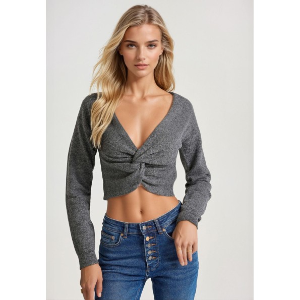 Γυναικεία πλεκτή μπλούζα FUNKY BUDDHA FBL010-116-09 ανθρακί Γυναικεία πλεκτή μπλούζα FUNKY BUDDHA FBL010-116-09 ανθρακί