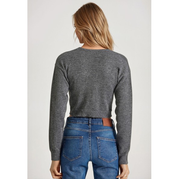 Γυναικεία πλεκτή μπλούζα FUNKY BUDDHA FBL010-116-09 ανθρακί Γυναικεία