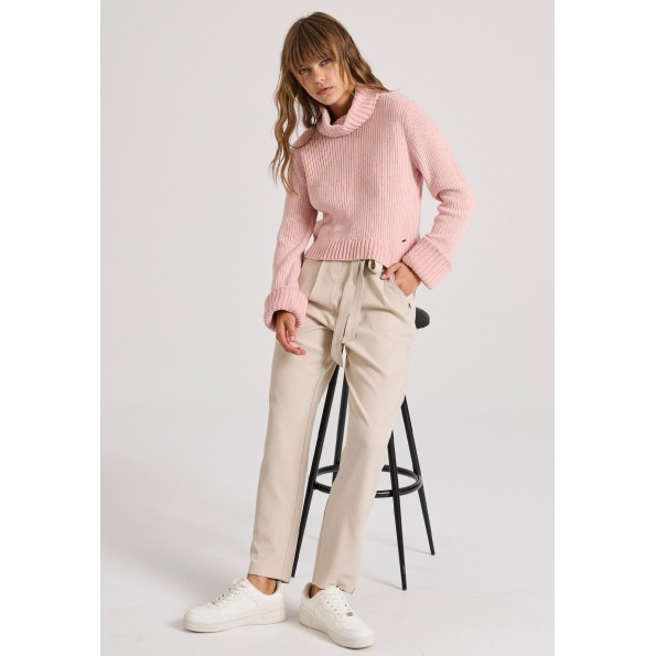 Γυναικείο παντελόνι FUNKY BUDDHA FBL010-132-02 εκρού Γυναικεία