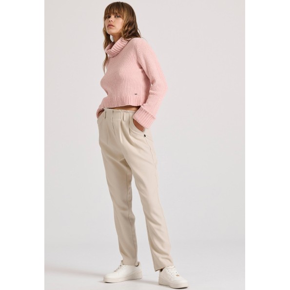 Γυναικείο παντελόνι FUNKY BUDDHA FBL010-132-02 εκρού Γυναικεία