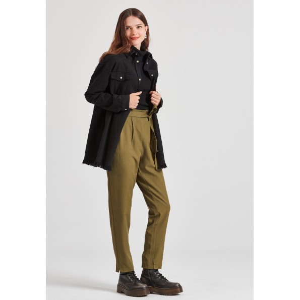 Γυναικείο παντελόνι FUNKY BUDDHA FBL010-132-02 χακί Γυναικεία