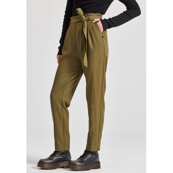 Γυναικείο παντελόνι FUNKY BUDDHA FBL010-132-02 χακί Γυναικεία