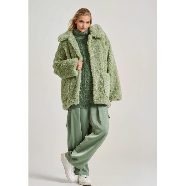 Γυναικείο παλτό FUNKY BUDDHA FBL010-123-01 πράσινο Γυναικεία