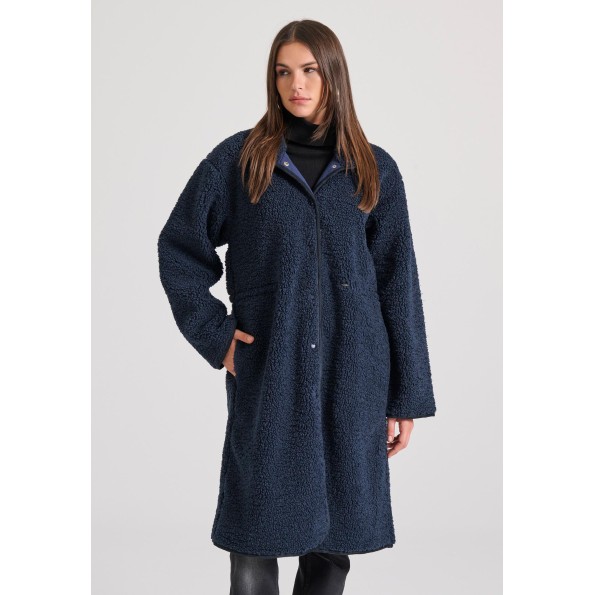 Γυναικείο παλτό FUNKY BUDDHA FBL010-122-01 ναυτικό μπλε Γυναικείο παλτό FUNKY BUDDHA FBL010-122-01 ναυτικό μπλε