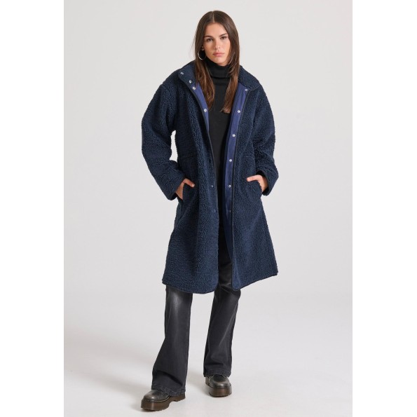 Γυναικείο παλτό FUNKY BUDDHA FBL010-122-01 ναυτικό μπλε Γυναικεία