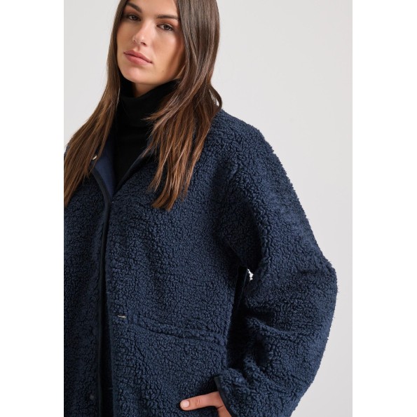 Γυναικείο παλτό FUNKY BUDDHA FBL010-122-01 ναυτικό μπλε Γυναικεία