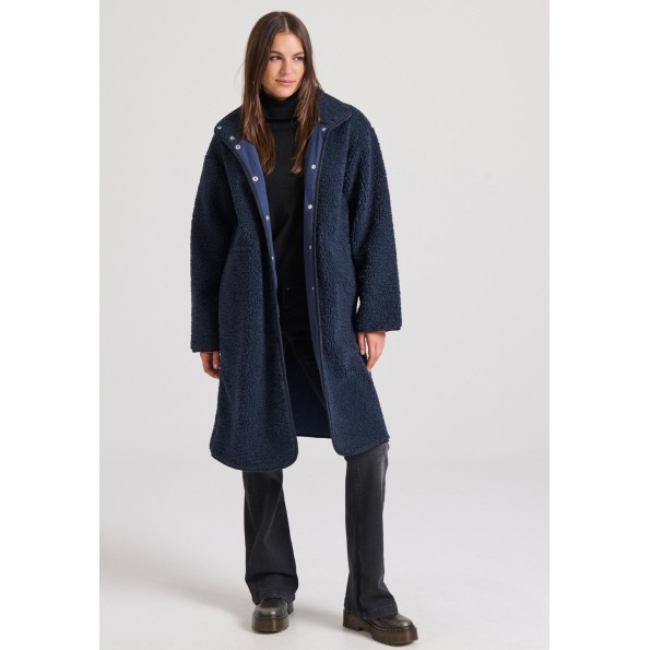 Γυναικείο παλτό FUNKY BUDDHA FBL010-122-01 ναυτικό μπλε Γυναικεία