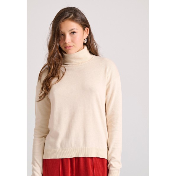 Γυναικείο πλεκτό ζιβάγκο FUNKY BUDDHA FBL010-102-09 μπεζ