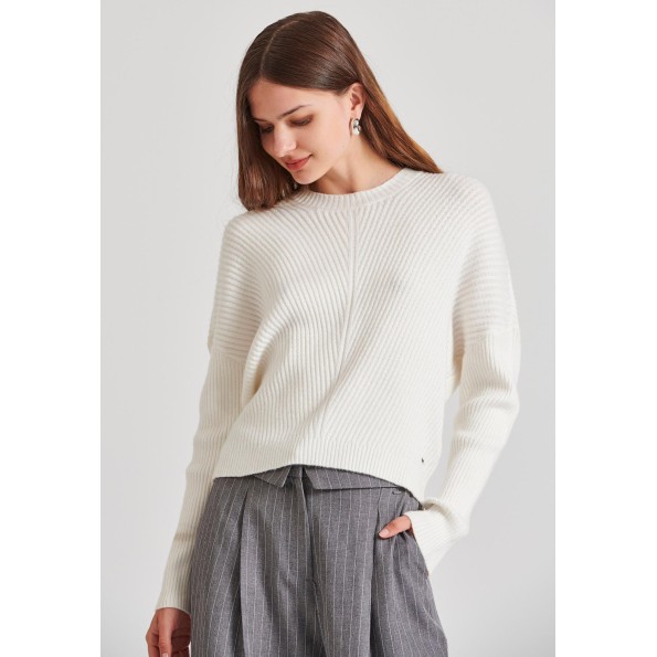 Γυναικείο πουλόβερ FUNKY BUDDHA FBL010-105-09 λευκό