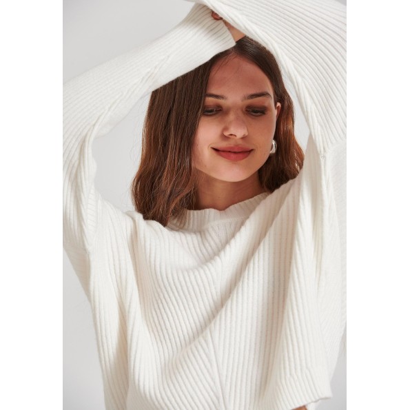 Γυναικείο πουλόβερ FUNKY BUDDHA FBL010-105-09 λευκό Γυναικεία