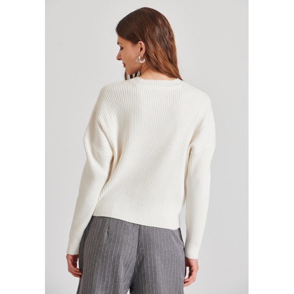 Γυναικείο πουλόβερ FUNKY BUDDHA FBL010-105-09 λευκό Γυναικεία