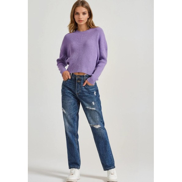 Γυναικείο πουλόβερ FUNKY BUDDHA FBL010-105-09 μοβ Γυναικεία