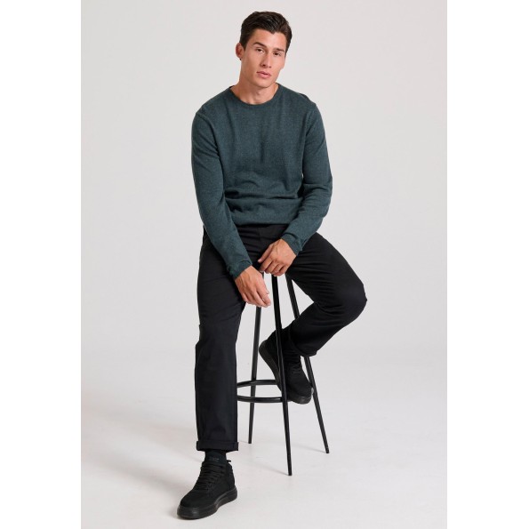 Ανδρικό straight fit chino παντελόνι FUNKY BUDDHA FBM010-007-02 μαύρο Ανδρικά