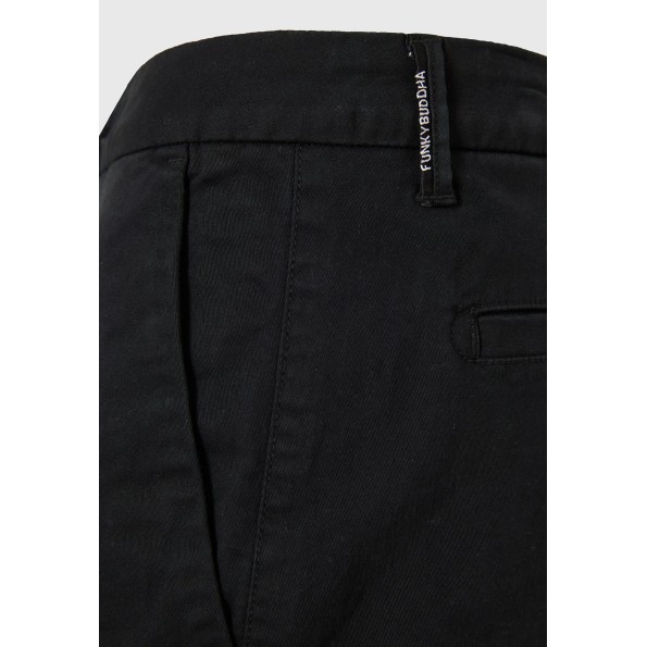 Ανδρικό straight fit chino παντελόνι FUNKY BUDDHA FBM010-007-02 μαύρο Ανδρικά
