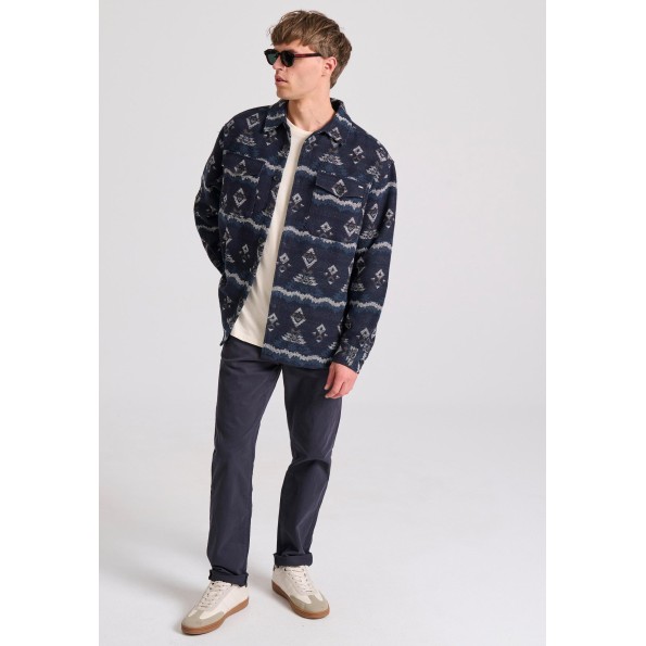 Ανδρικό straight fit chino παντελόνι FUNKY BUDDHA FBM010-007-02 ναυτικό μπλε Ανδρικά