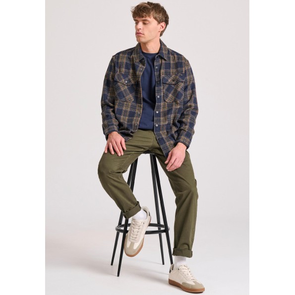 Ανδρικό straight fit chino παντελόνι FUNKY BUDDHA FBM010-007-02 λαδί Ανδρικά