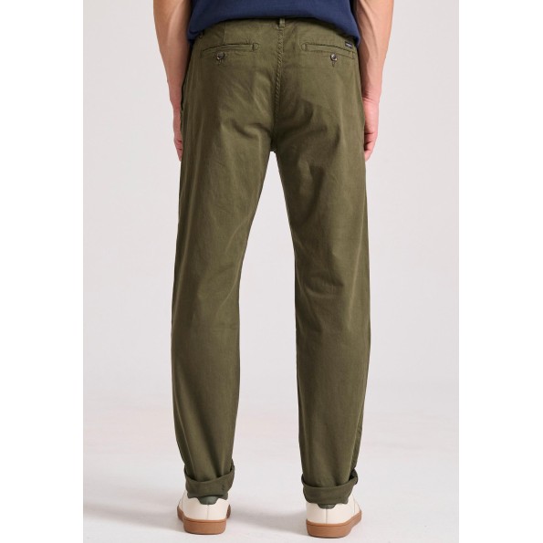 Ανδρικό straight fit chino παντελόνι FUNKY BUDDHA FBM010-007-02 λαδί Ανδρικά