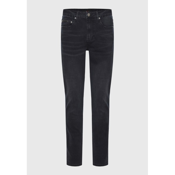 Ανδρικό jean slim tapered fit παντελόνι FUNKY BUDDHA FBM010-072-02 μαύρο Ανδρικά
