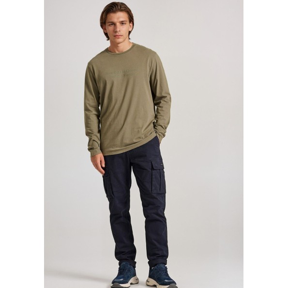 Ανδρική μπλούζα FUNKY BUDDHA FBM010-007-07 χακί Ανδρικά