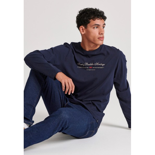 Ανδρική μπλούζα FUNKY BUDDHA FBM010-006-07 ναυτικό μπλε Ανδρικά
