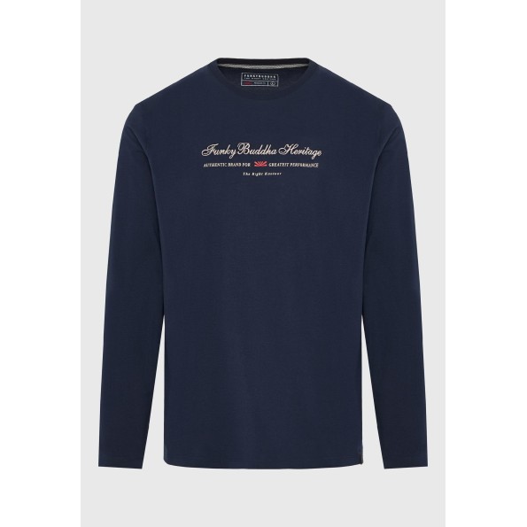 Ανδρική μπλούζα FUNKY BUDDHA FBM010-006-07 ναυτικό μπλε Ανδρικά