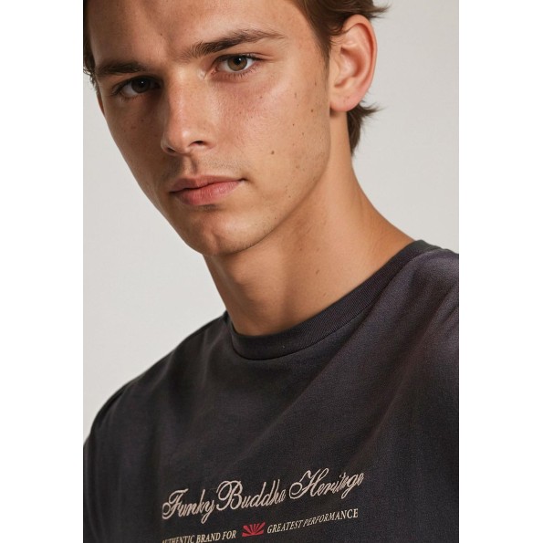 Ανδρική μπλούζα FUNKY BUDDHA FBM010-006-07 ανθρακί Ανδρικά