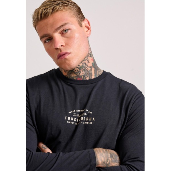 Ανδρική μπλούζα FUNKY BUDDHA FBM010-004-07 μαύρη Ανδρικά