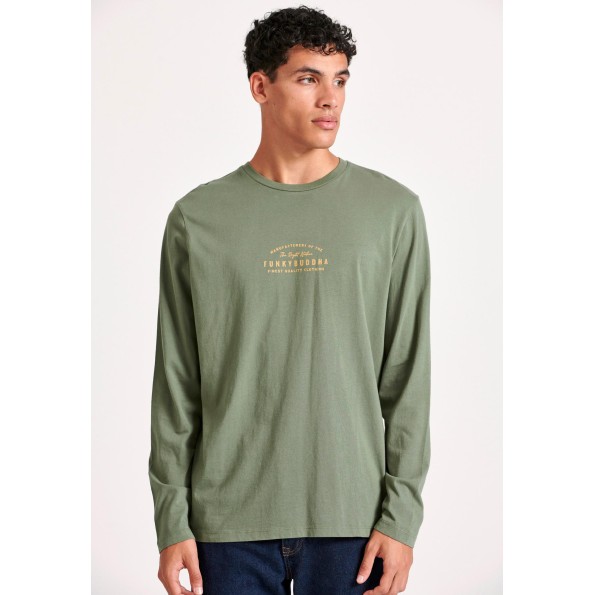 Ανδρική μπλούζα FUNKY BUDDHA FBM010-004-07 χακί Ανδρική μπλούζα FUNKY BUDDHA FBM010-004-07 χακί