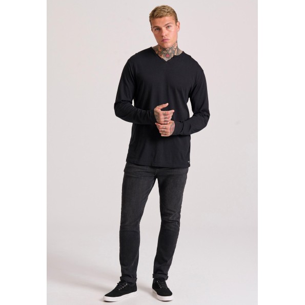 Ανδρική μπλούζα FUNKY BUDDHA FBM010-014-07 μαύρη Ανδρικά