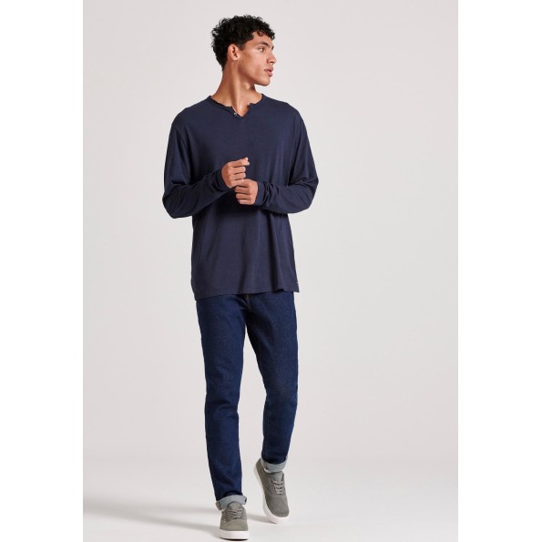 Ανδρική μπλούζα FUNKY BUDDHA FBM010-014-07 ναυτικό μπλε Ανδρικά