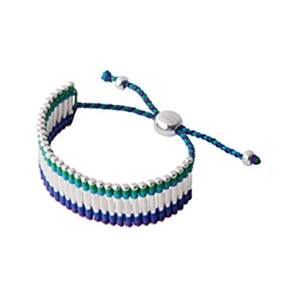 Χειροποίητο ασημένιο βραχιόλι LINKS OF LONDON Friendship Cuff μπλε λευκό