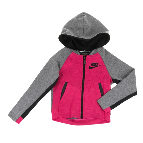 Παιδική φλις ζακέτα NIKE KIDS NSWTCH FLC HOODIE γκρι- ροζ