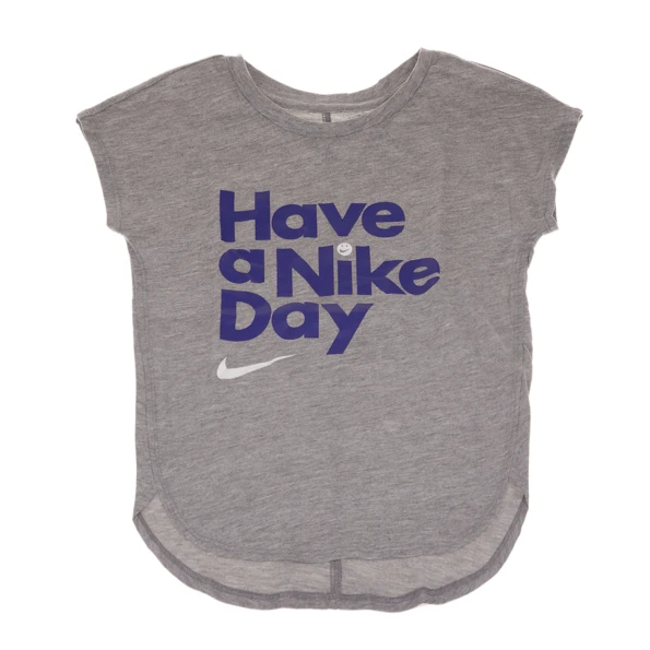 Κοριτσίστικο κοντομάνικο μπλουζάκι NIKE KIDS HAVE A NICE DAY γκρι