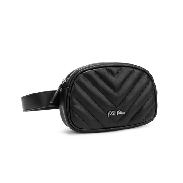 Γυναικεία τσάντα μέσης FOLLI FOLLIE STYLE ROW μαύρη