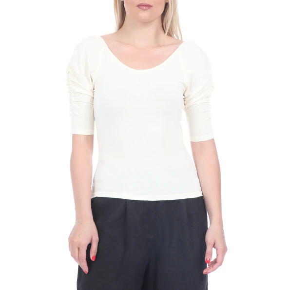 Γυναικεία μπλούζα KENDALL  KYLIE PUFF SLEEVE KNIT μπεζ