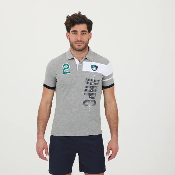 Ανδρική polo μπλούζα BEVERLY HILLS POLO CLUB BHP.1S1.062.004 γκρι