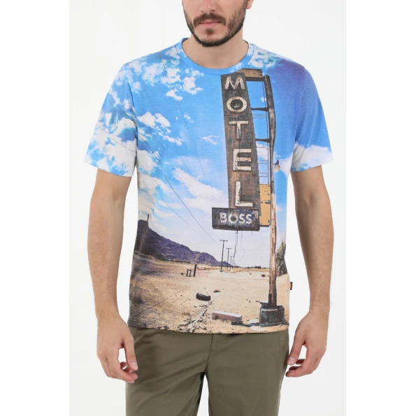 Ανδρικό t-shirt BOSS JERSEY TeMotel μπλε
