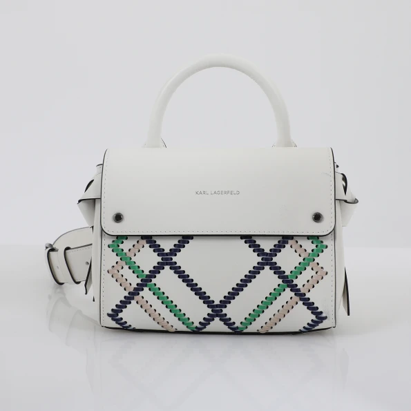 Γυναικεία τσάντα χειρός KARL LAGERFELD 211W3036 K/IKON WHIPSTITCH MINI λευκή