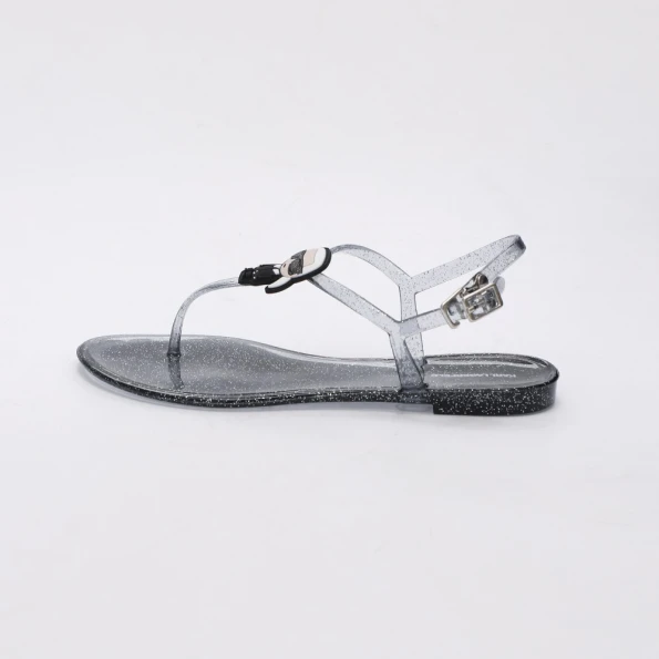 Γυναικεία jelly glitter σανδάλια KARL LAGERFELD IKONIK SLING μαύρα ασημί