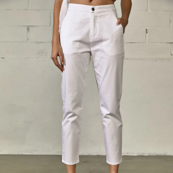 Γυναικείο ψηλόμεσο cropped παντελόνι EDWARD JEANS LAQUETA-S21 λευκό