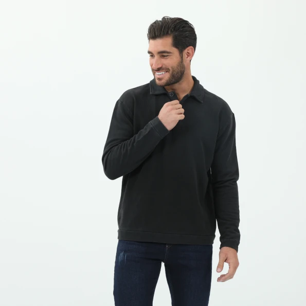 Ανδρική polo μπλούζα DIRTY LAUNDRY μαύρη