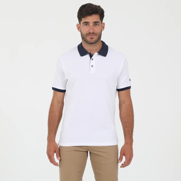Ανδρική κοντομάνικη polo μπλούζα OCEAN SHARK POLO PIQUE CLASSIC COLLAR λευκή μπλε