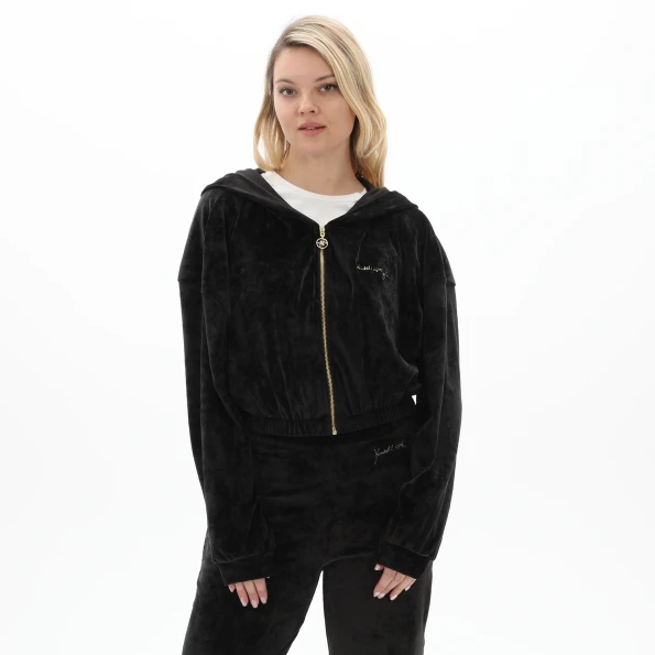 Γυναικεία βελουτέ cropped ζακέτα KENDALLKYLIE KKW.2W1.016.051 μαύρη