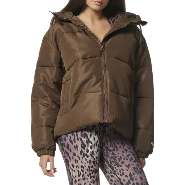 Γυναικείο puffer μπουφάν BODY ACTION 071330-01 καφέ